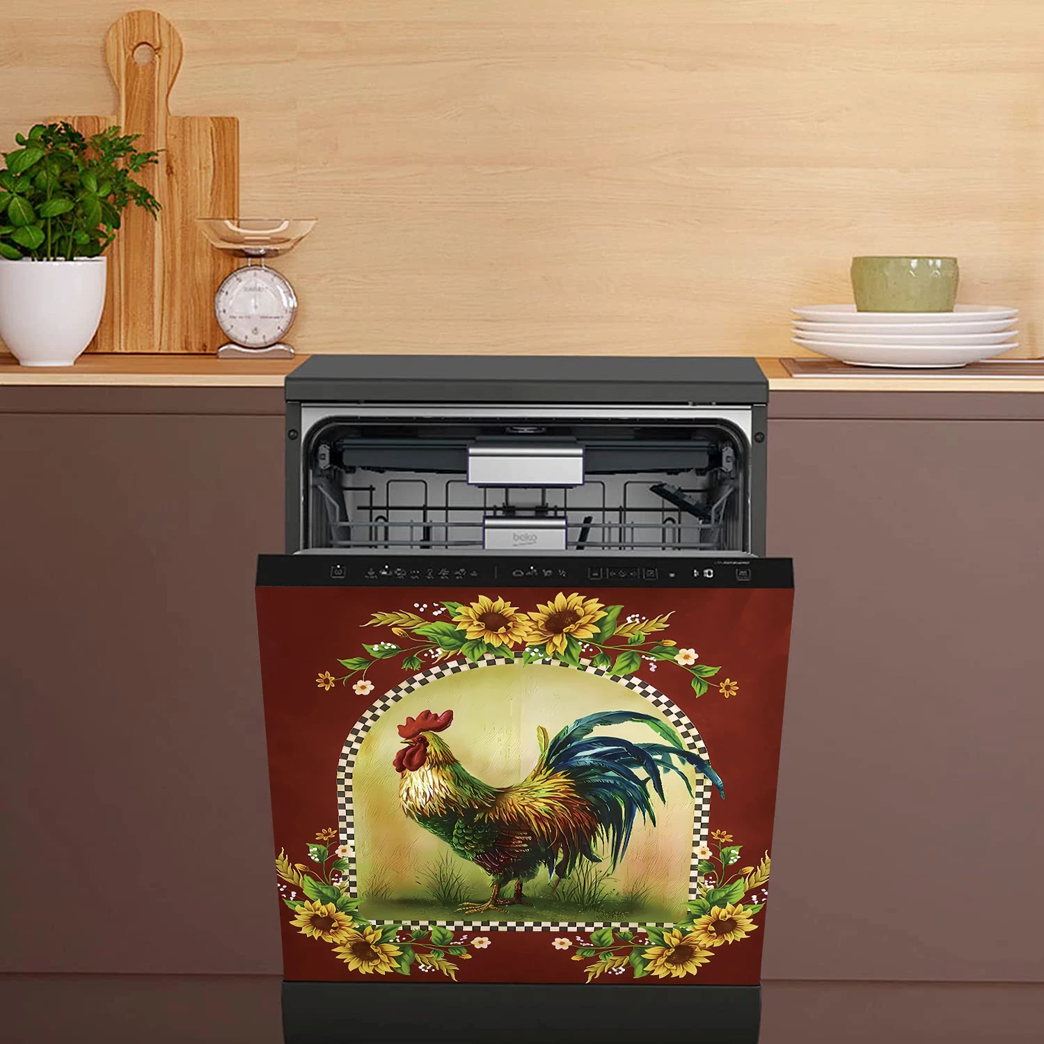 Kitchen refrigerator dishwasher magnetic stickers waterproof and stain resistant PVC wall stickers animal patterns home decor