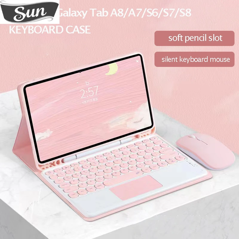 

Pencil Slot Case for Samsung Galaxy Tab S7 S8 T870 T875 Cover S6 Lite 10.4 Wireless Keyboard for Samsung Tab S8 11 inch