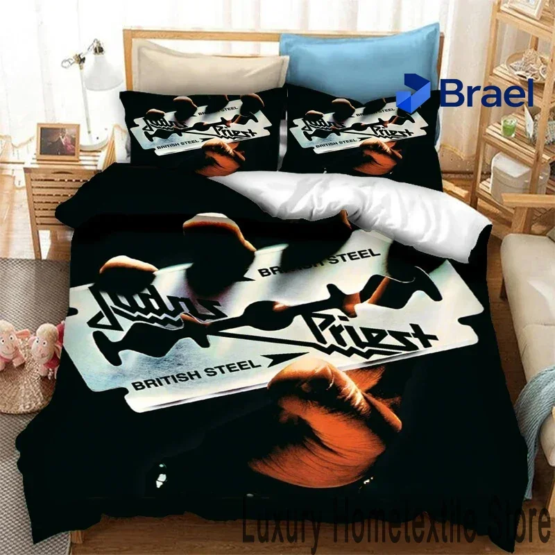 Exquisite 3D Print Judas Priest Rock Band Bedding Set,Duvet Cover Bed Set Quilt Cover Pillowcase,King Queen Twin Size Boys Girls