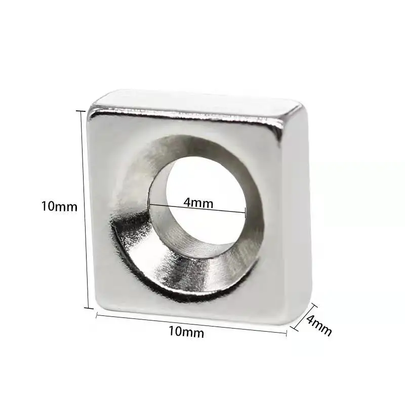 

5/10/20/50/100PCS 10x10x4-4mm Hole 4mm Square Rare Earth Neodymium Magnets N35 Countersunk Powerful Magnet 10x10x4-4 10*10*4-4