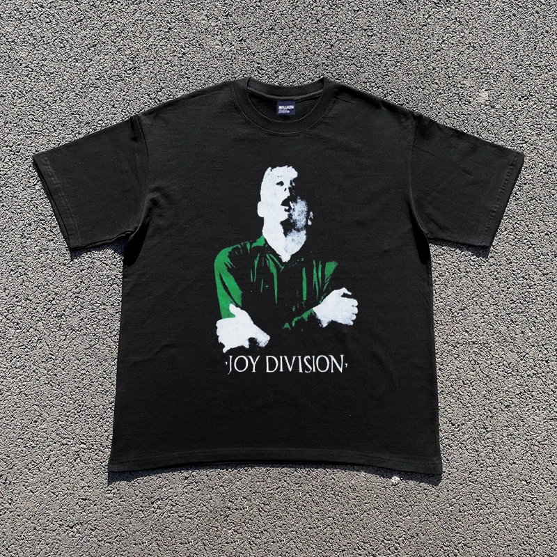 

Новинка 2025 года, футболка большого размера из 100 хлопка с портретом Joy Division, мужская уличная футболка в стиле хип-хоп, ретро, Harajuku Y2K, свободные футболки, футболка