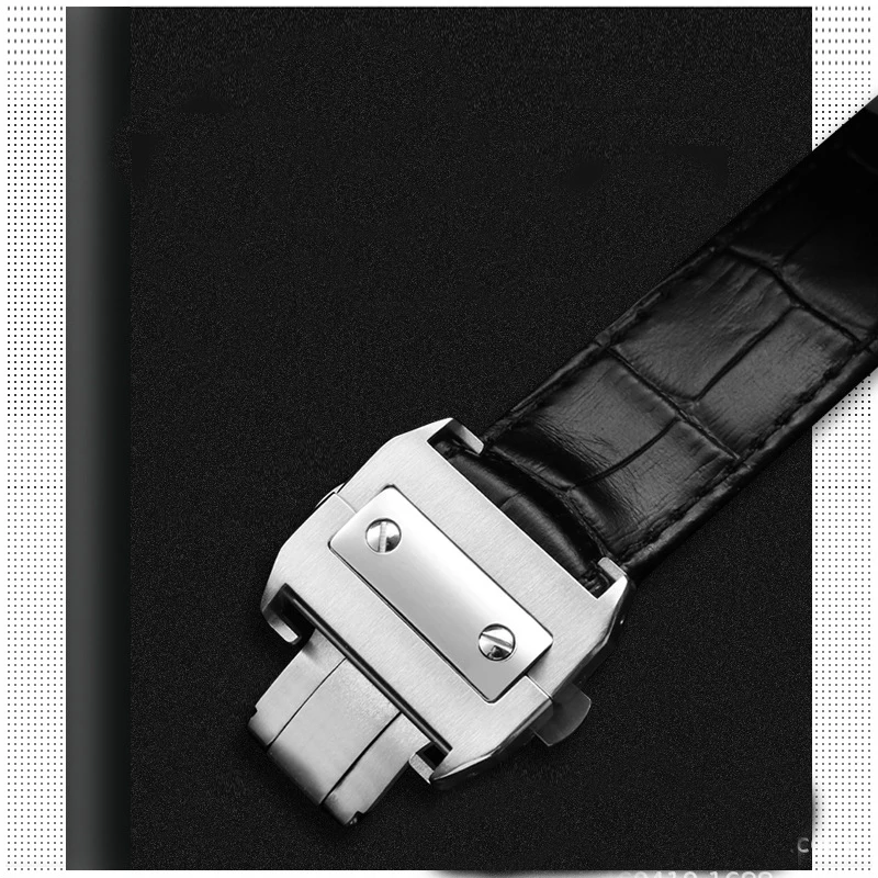 جلد طبيعي حزام ساعة عالي الجودة لكارتييه سانتوس حزام الساعات سانتوس 100 الرجال والنساء للطي مشبك حزام 20 مللي متر 23 مللي متر