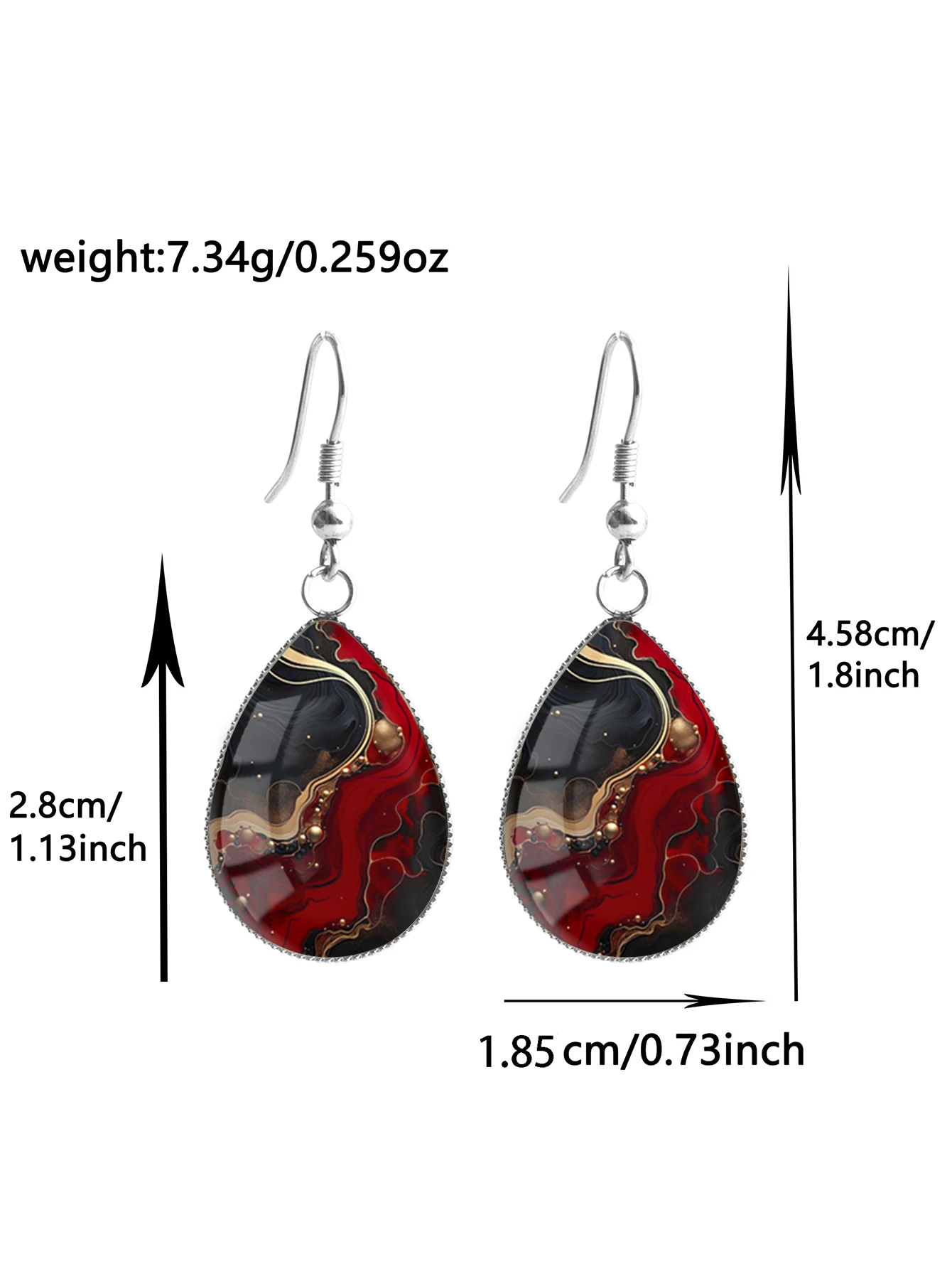 1 Pair of Earrings with Quicksand Pattern and Convex Glass, Made of 316 Stainless Steel, Featuring Water Drop Ear Hooks. the Vintage and Simple Style Is Suitable for Women for Daily Gift-Giving and Wearing as Jewelry. the Elegant and Minimalist Style Is Suitable for Women to Wear as Jewelry for Daily Outings or Vacations