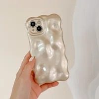 Luxury Desert Titanium 3D Bubble Wave Pattern Golden Phone Case For iPhone 16 15 14 13 12 11 Pro Max Soft Shockproof Back Cover