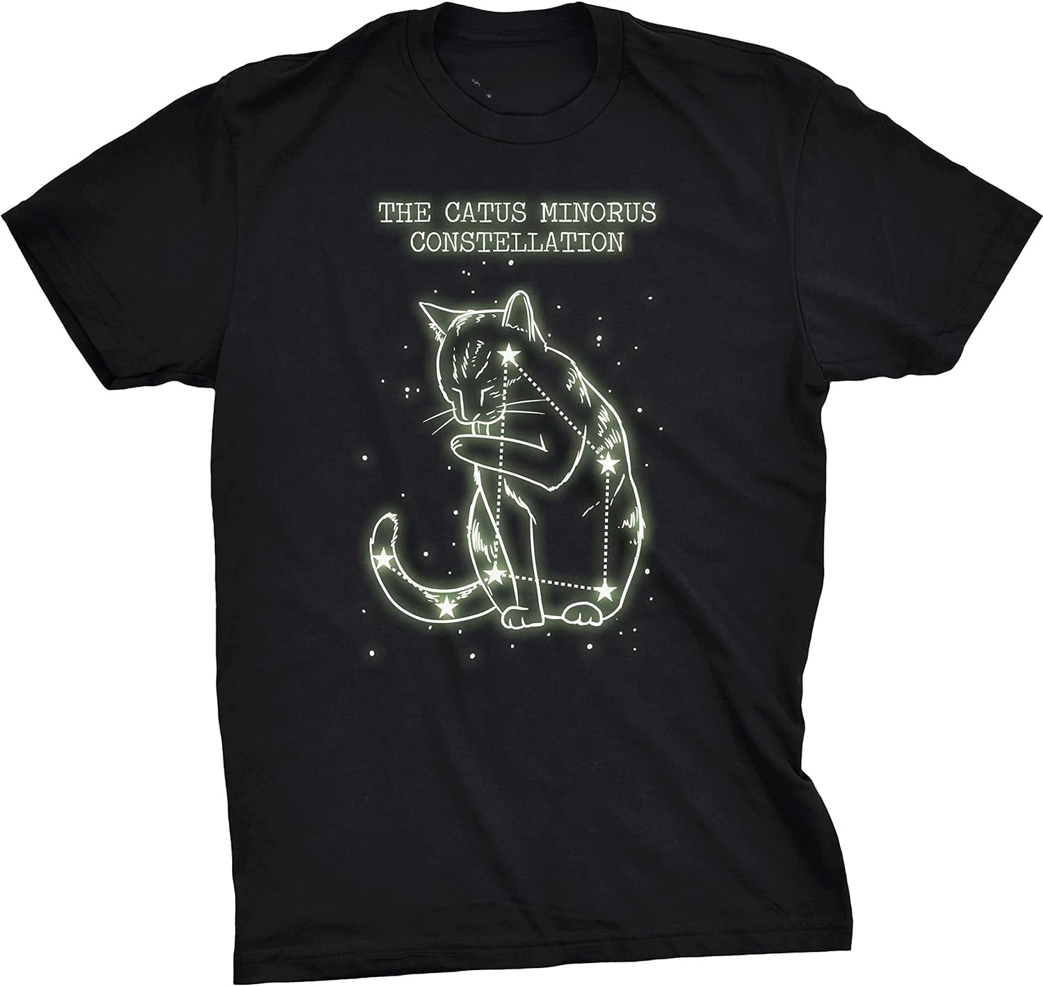 The Catus Minorus Constellation Glow in The Dark T Shirt Funny Cats Tee Mens Funny T Shirts Cat Tops