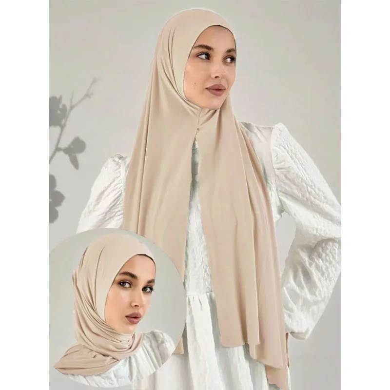 Instant-Hijab-Schal für Damen, muslimisch, einfach zu tragen, Jersey-Kopftuch, dünn, atmungsaktiv, weich, Sonnenschutz, Pullover, Kopfwickel – Detail 6