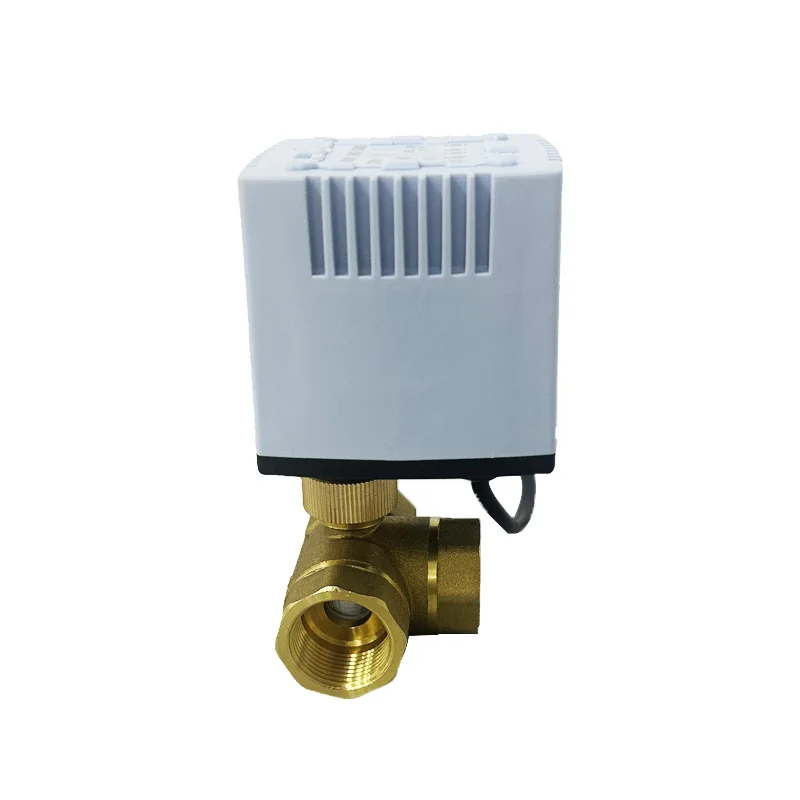 T-type Tee Brass Electric Ball Valve IP65 Waterproof Two-control Motorized Valve 220V 24V DN15-DN32 for Hot Water