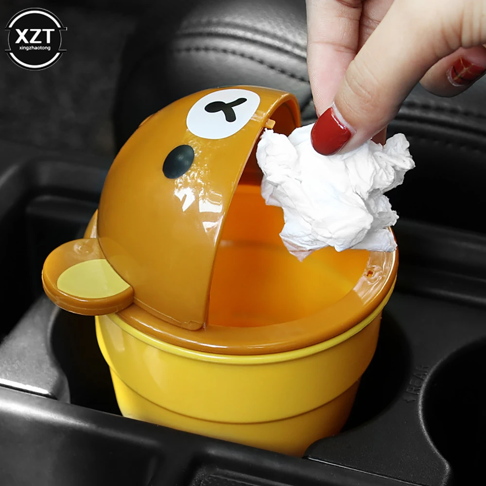 1PCS NEW Car Trash Can Cute Storage Cup For Car Cartoon Trash Cup Bear Trash Can Storage And Sorting In The Car Automotive Goods