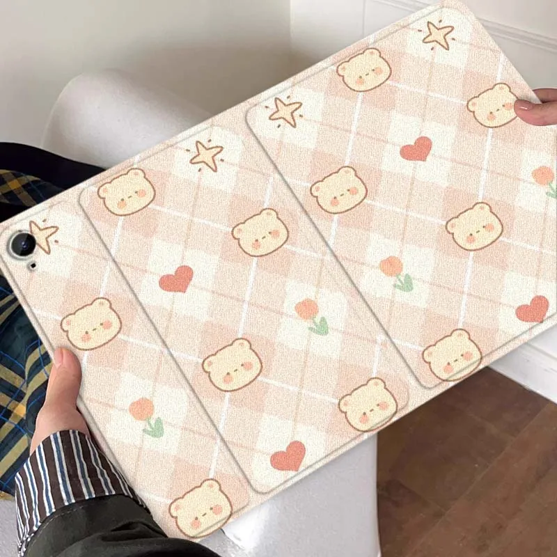 

Lattice cartoon cute bear For Samsung Galaxy Tab A A7 A8 A9 A11 S6 S11 10.1 10.4 10.5 Inch Lite Plus Cover Tablet Case