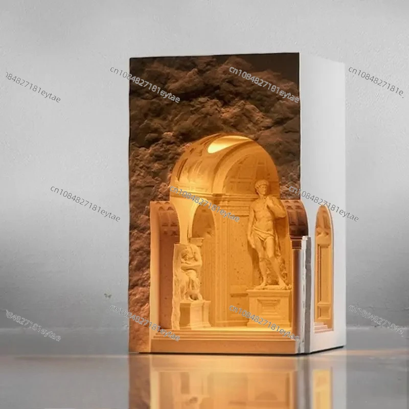 Museum David sculpture fireless scented candle wax melting lamp cement architectural design gift