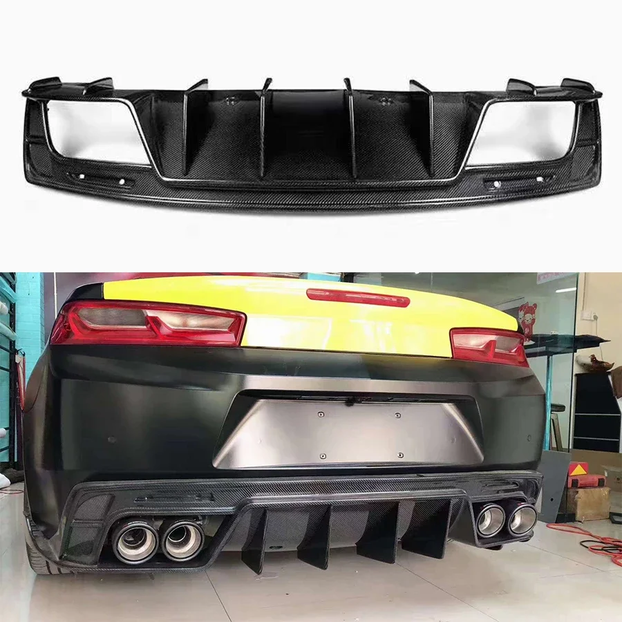 

For Chevy Chevrolet Camaro Bumblebee 6th Generation Carbon Fiber Car Rear Bumper Diffuser Rear Splitters Spoiler body kit