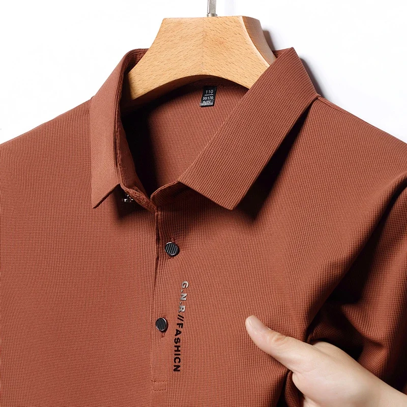 2024 Summer New Men's Business Casual Solid Color Short Sleeved POLO Shirt Comfortable and Cool Fashion T-shirt