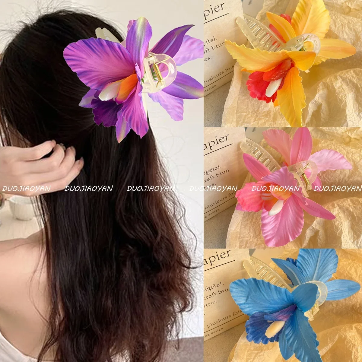 

Hair clip shark clip headdress artificial flower travel take photos props wedding head flower headwear DIY apparel decoration
