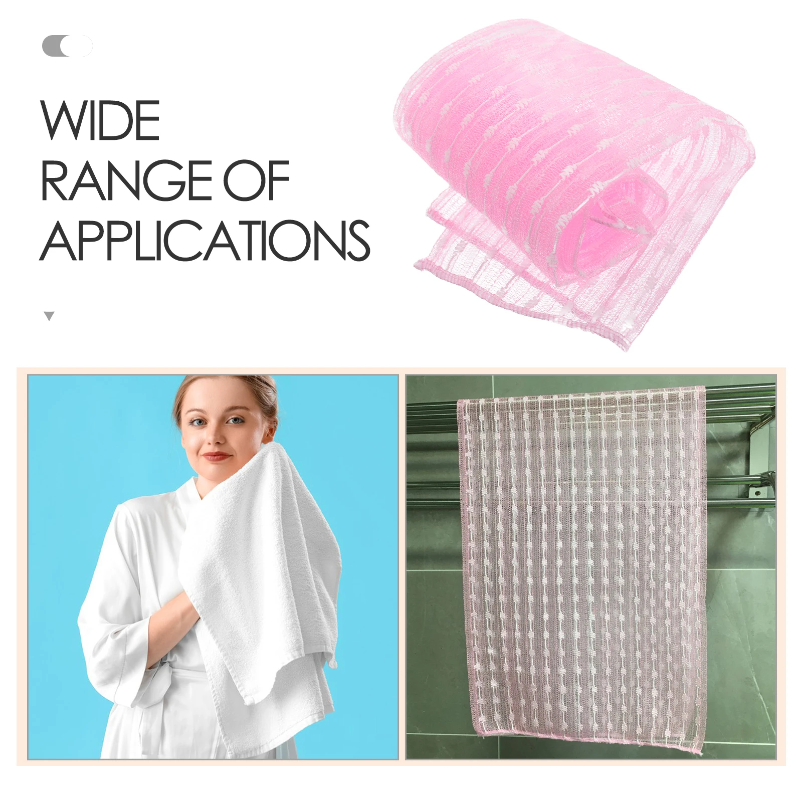 

2Pcs Long Scrub Cloth Back Exfoliator Nylon Shower Pink Travel Bath Towel Soft Powerful Cleaning Body Wash Multifunctional