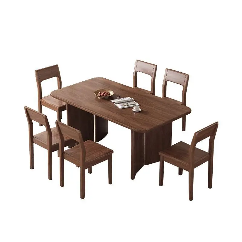 Black Walnut Wood Western Dining Table All Solid Wood Dining Table And Chair Set Rectangular 1.58m Dining Table Restaurant