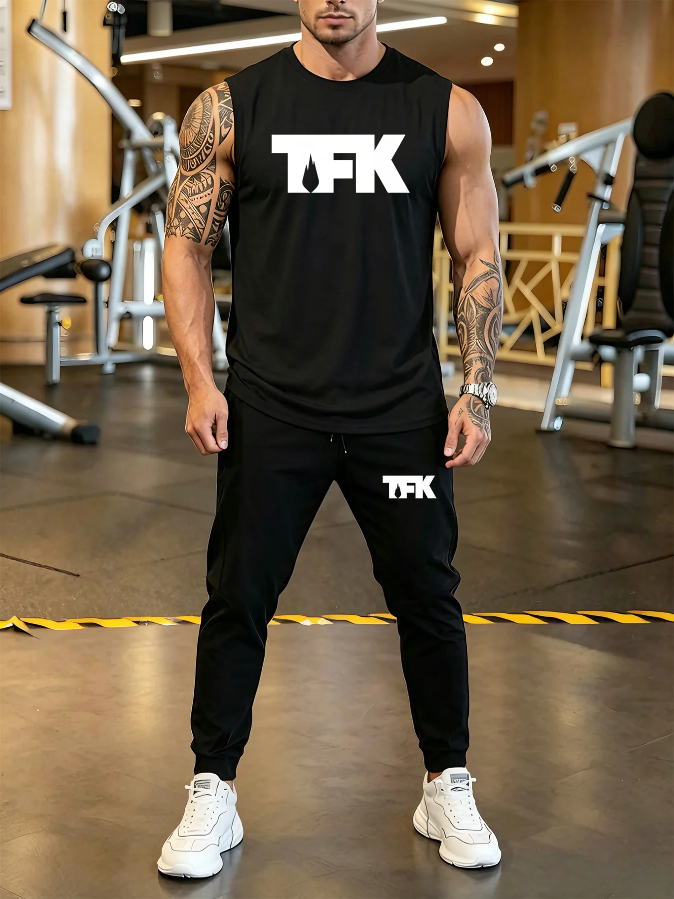 

Summer men's printed breathable round neck T-shirt and pants set outdoor casual wear