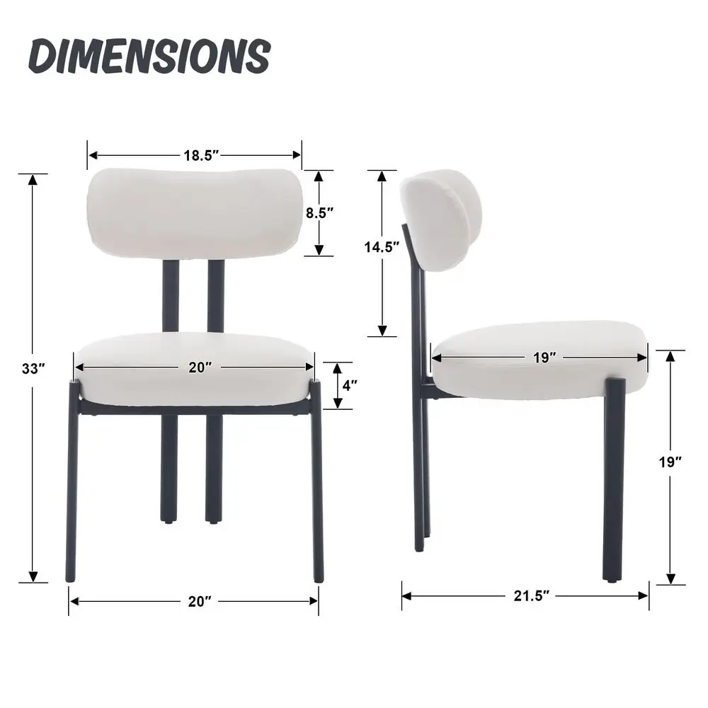 

Faux Leather Dining Chairs Set of 6, Modern Curved Back Armless Kitchen Chairs with Black Metal Legs holstered Dining Room Ch