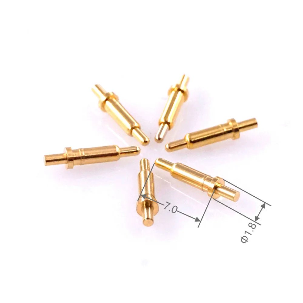 10pcs Spring-Loaded Pogo Pin 7.0 mm Height Flange 1.8 mm Diameter Tail 2.0mm Through Hole PCB Single Spring Header Male Contact