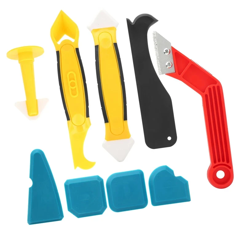 9pc/set Caulking Finisher Tool Multi-Functional Silicone Sealant Spatula Scraper Filler Kit Caulk Remover Caulking Finisher Tool