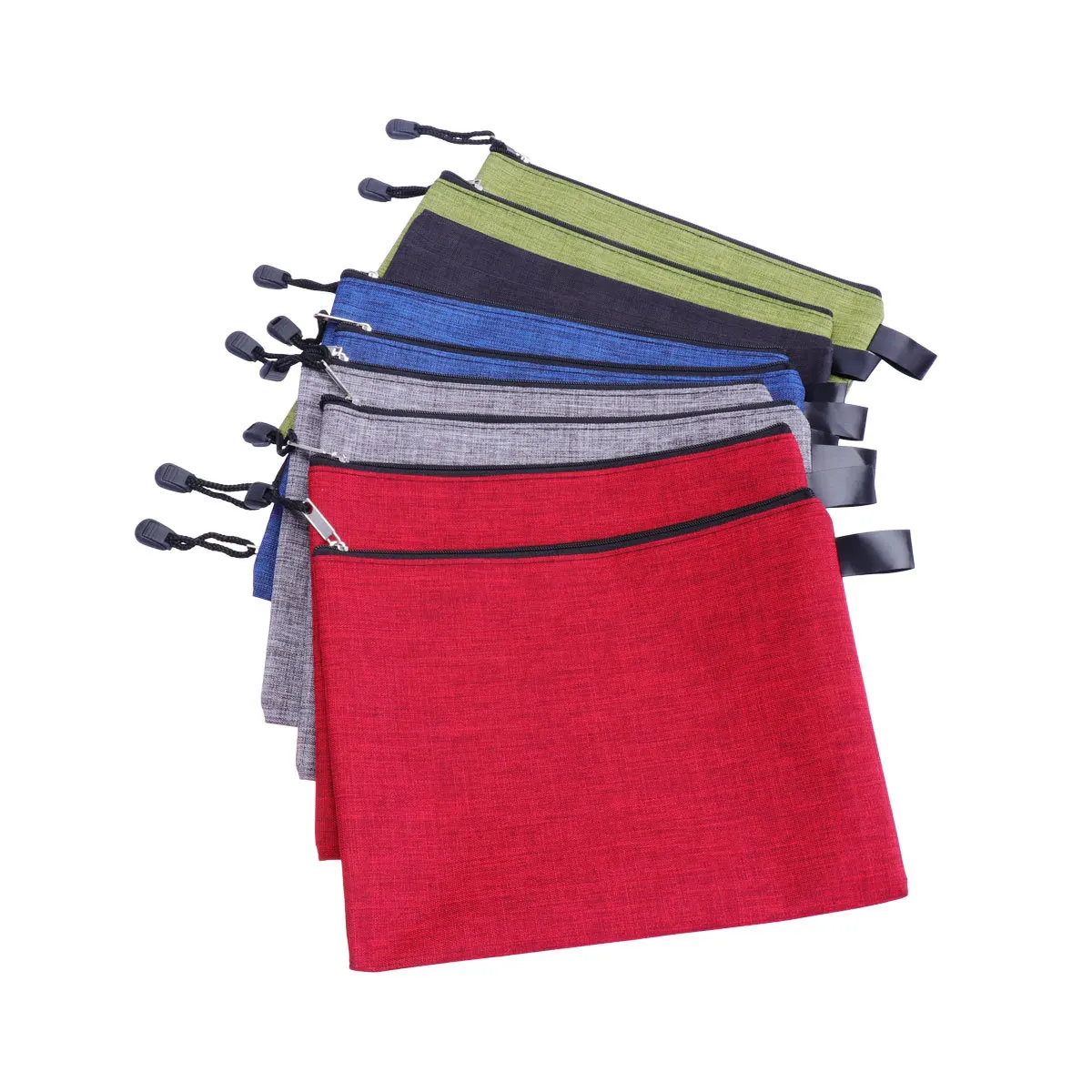 10Pcs Oxford Cloth File Zipper Bag Waterproof Portable Document Holder A5 Random Office Storage