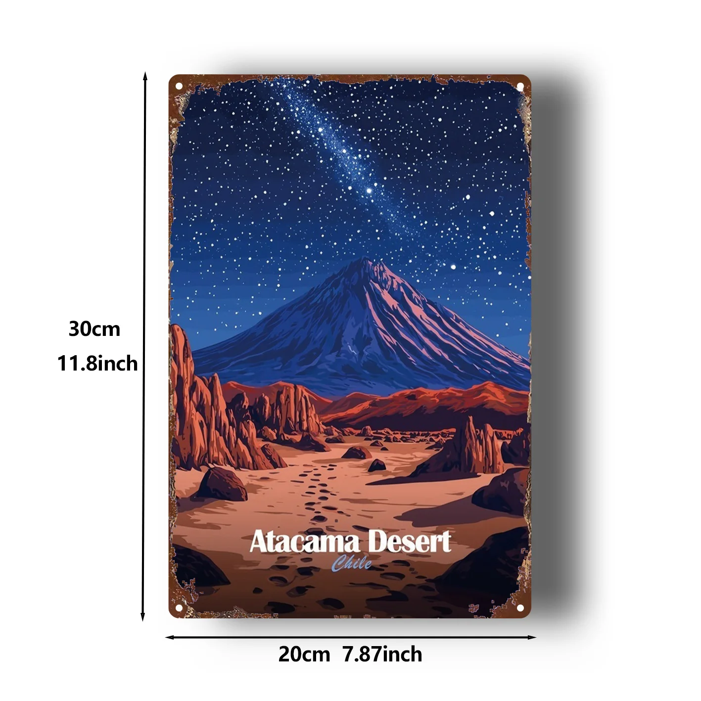 2D Flat, 1pc Metal Wall Sign Featuring The Night Sky Over The Atacama Desert in Chile - a Vintage Design Showcasing The Celestia