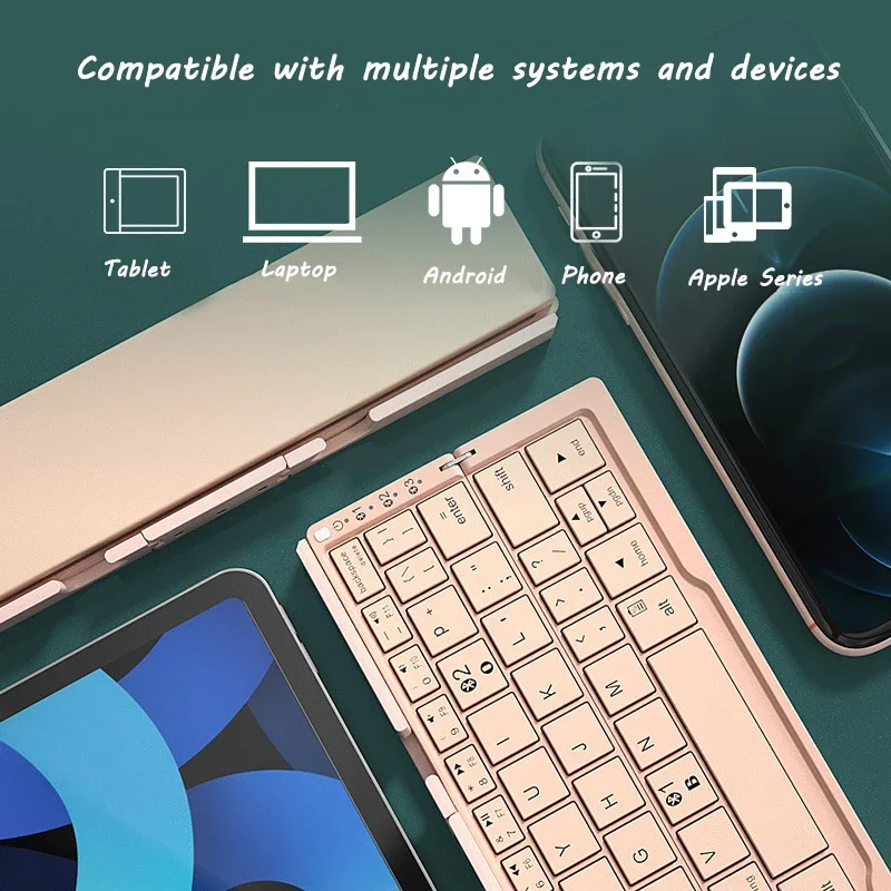 Bluetooth Wireless Foldable Keyboard Portable Mini Foldable Multi-Function Keyboards USB Rechargeable Keyboard for Tablet Laptop