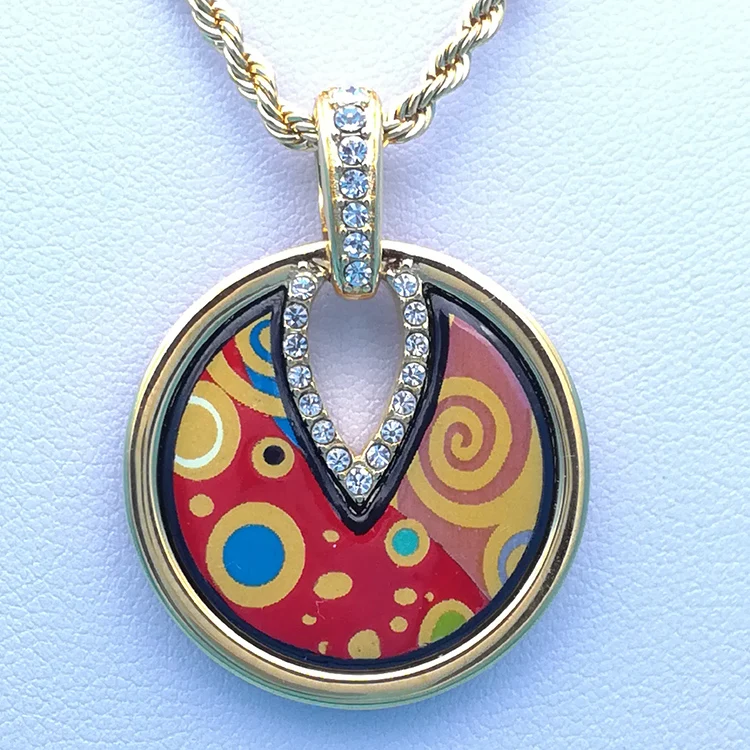BOCAI Enamel Jewelry Diamond encrusted pendant for Women Gold Plated Bracelets Pendants Lover's Gift Wholesale