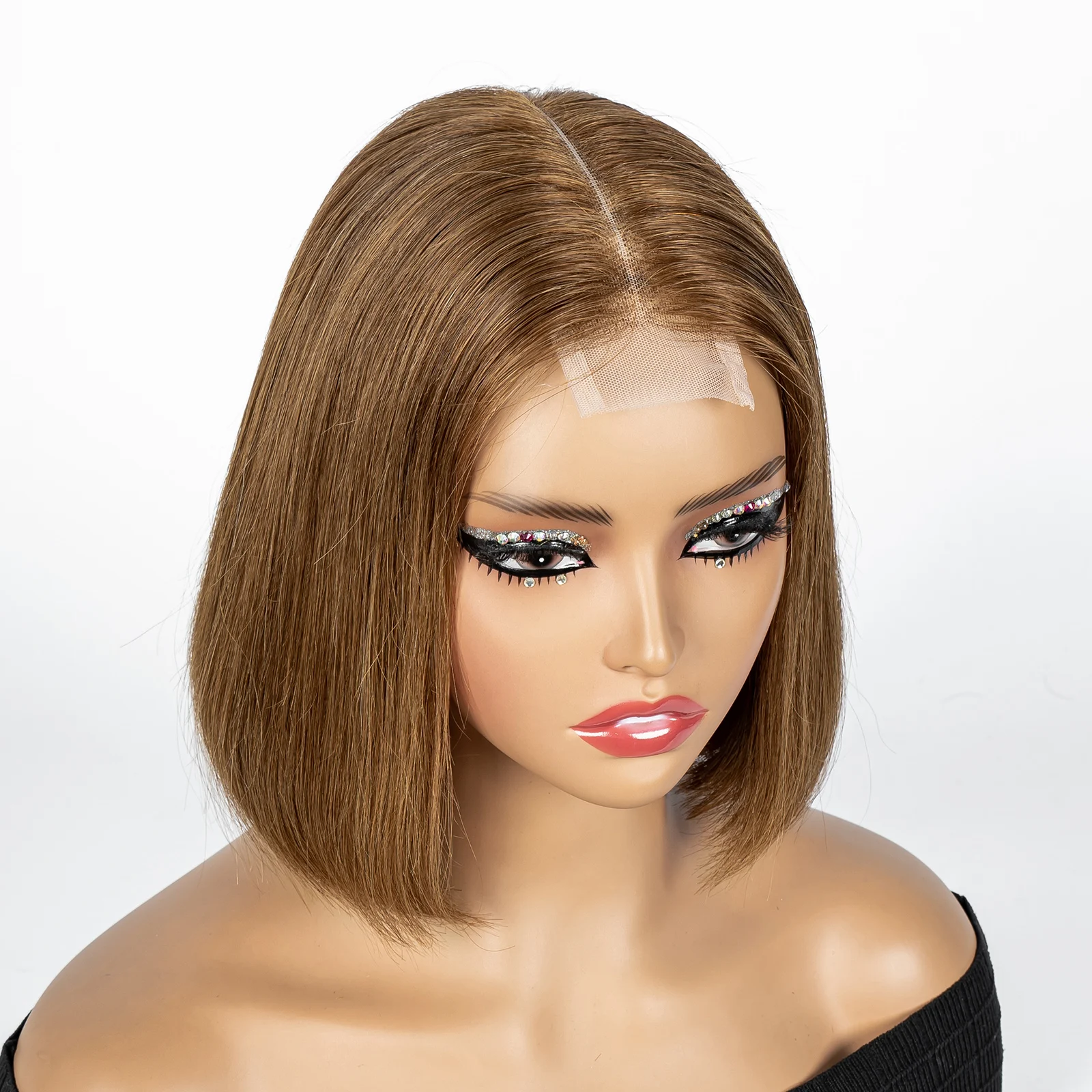 Colored Short Bob Wig Double Drawn Bob Straight 2x6 Lace 250% Density Transparent Lace Closure 100% Human Hair Wigs For Women image 3