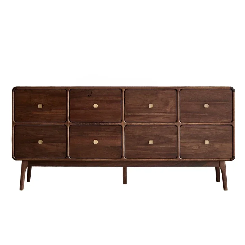 

Black Walnut Eight Spares Cabinet Light Luxury Bedroom Living Room Locker Solid Wood