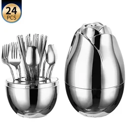 Stainless steel western tableware rose egg fork spoon chopsticks 24-piece set home hotel restaurant gift box set