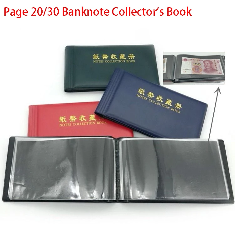 

20/30 Page Banknote Collection Protective Bag Organiser Banknote Collection Display Album for Banknote and Stamp Collection