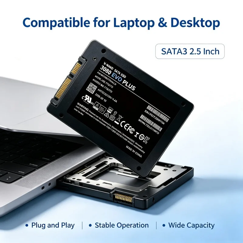 High Quality 3080 EVO Plus 2.5-Inch SATA3 SSD, Inside Solid State Disk, 2TB/4TB/1TB/500GB, Hard Disk, Notebook, Laptop.  
