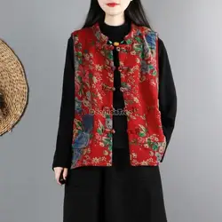 2026 chinese national style hanfu top padded jacket women elegant hanfu top oriental style vintage spring vestival red vest a772