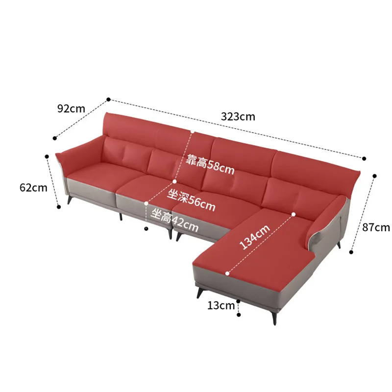 

Italian minimalist concubine leather sofa first layer cowhide simple modern living room combination complete corner sofa