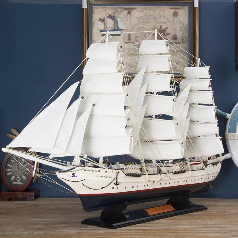 European Swan Handmade Wooden Sailing Ship Model Crafts Mediterranean Home Furnishings Decoration Collectibles Gifts