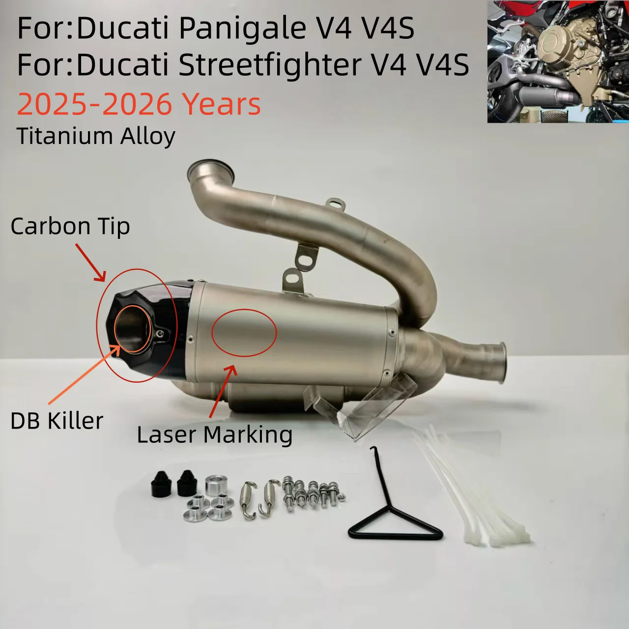 For Panigale V4 V4S Motorcycle Exhaust System Full Ti.Alloy Modification for Panigale V4 V4S Street Fighter V4 V4S 2025-2026