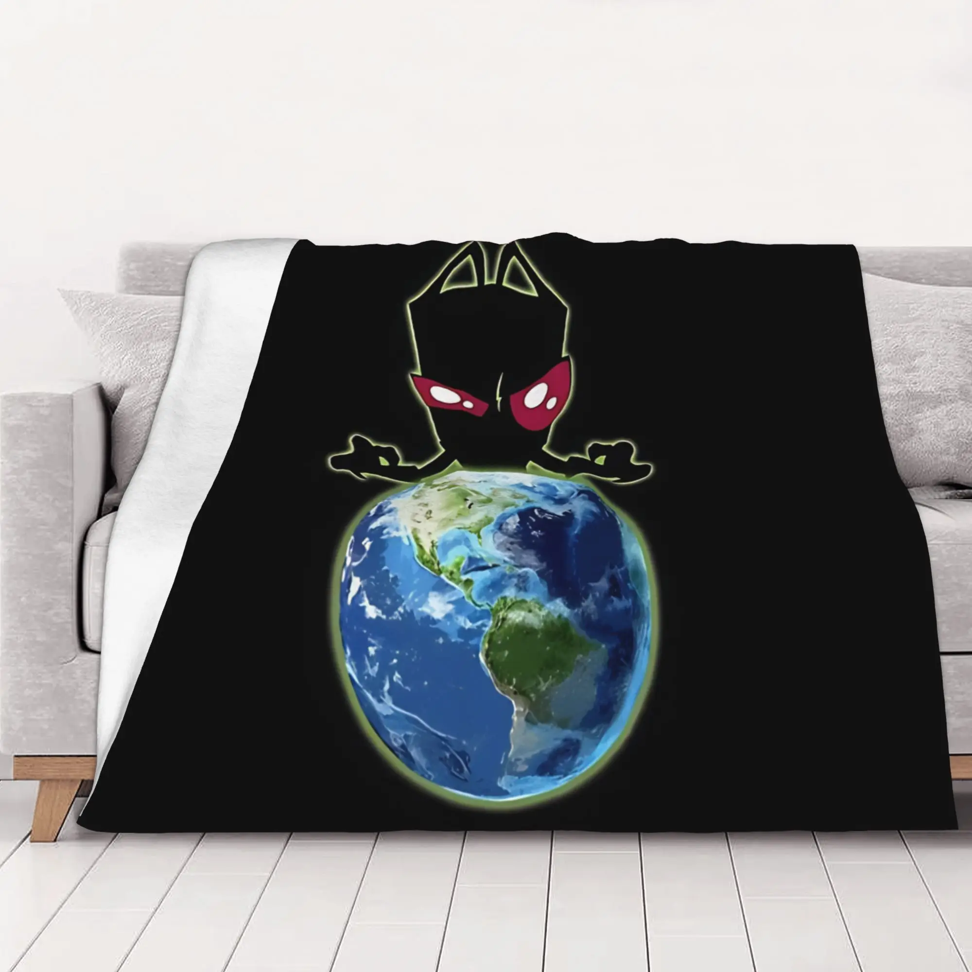 1PC Home Cute Room Decor dark retro Blanket Throw Blanket Invader Zim Novelty Warm Blanket All Season