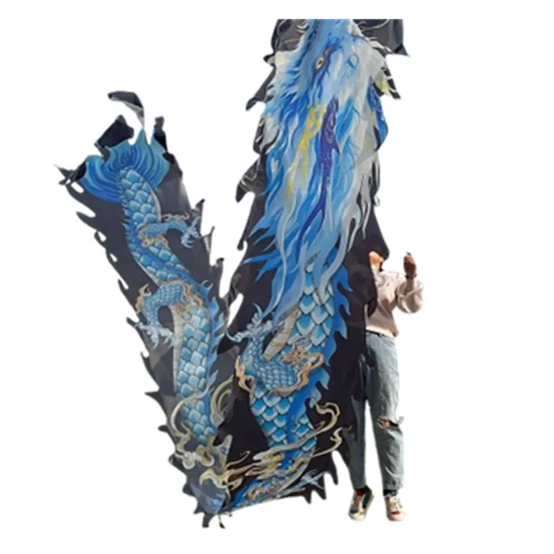 7m Black Red Chinese Dragon Dance Ribbon Accessories For Adults (Not Include Dragon Head)