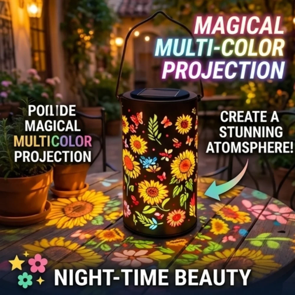 Solar Sunflower Lantern Colorful Metal Hanging Light Outdoor Garden Decor Waterproof IP65 Decorative Lamp for Yard Pathway