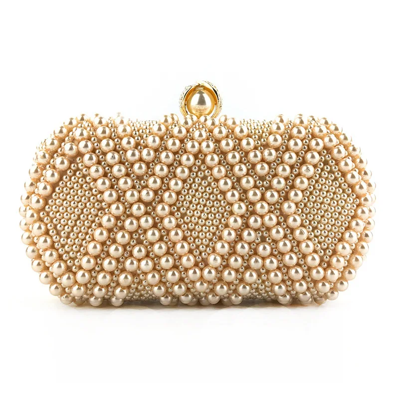 

Artisan Rhombus Pearl Clutch - Hand-Beaded Wedding Reception Bag for Elegant Evening Events Affordable Glitter Quilted Crossbody