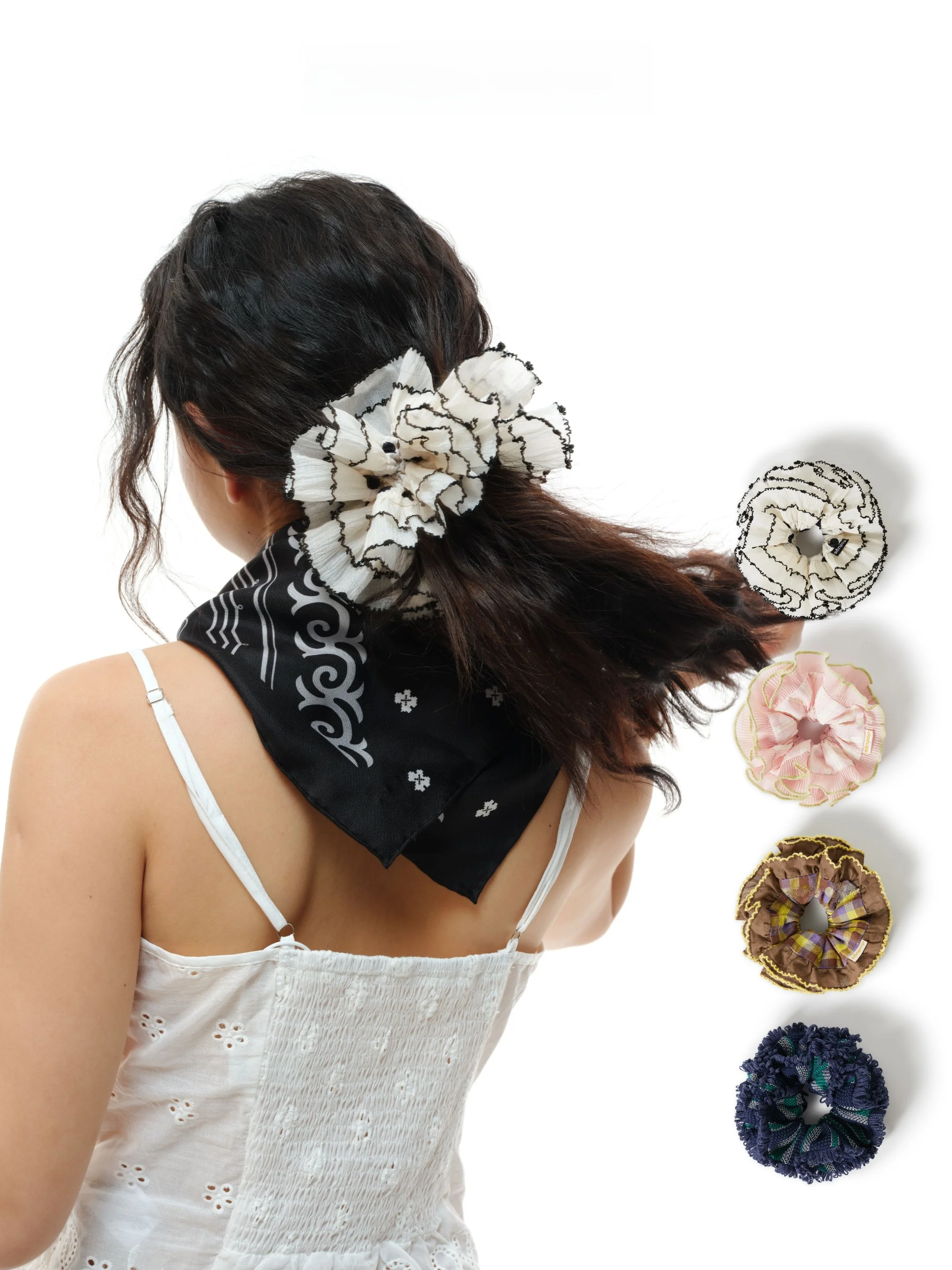 shangsen-heavy-embellished-hair-ties-beach-accessory-high-quality-pleated-double-layer-hair-bands-original-design-versatile-use