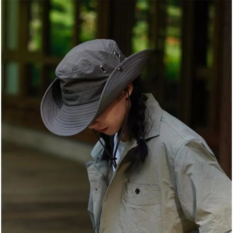 

Men's Sunshade Large Eaves Sun Hat Riding Hiking Fishing Outdoor Fisherman's Cap Female Fashion Sun Hat 2024 New