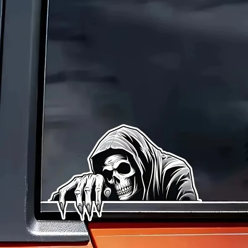 1PC Unique Grim Reaper Peeking Decal, Trendy for Cars, Laptops, Skateboards, Water Bottles, Phone  Q11