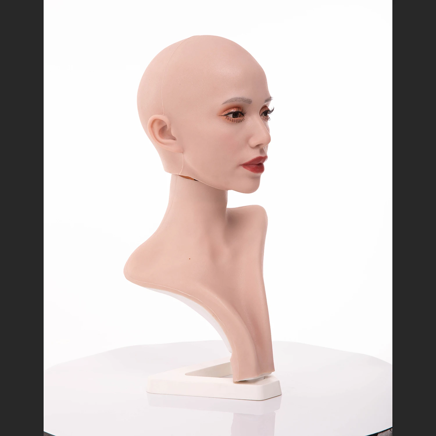 Female Silicone Head Model Dummy Head for Wig Hat Display Jewelry Scarf Display Hair Prop Detailed Makeup TM08