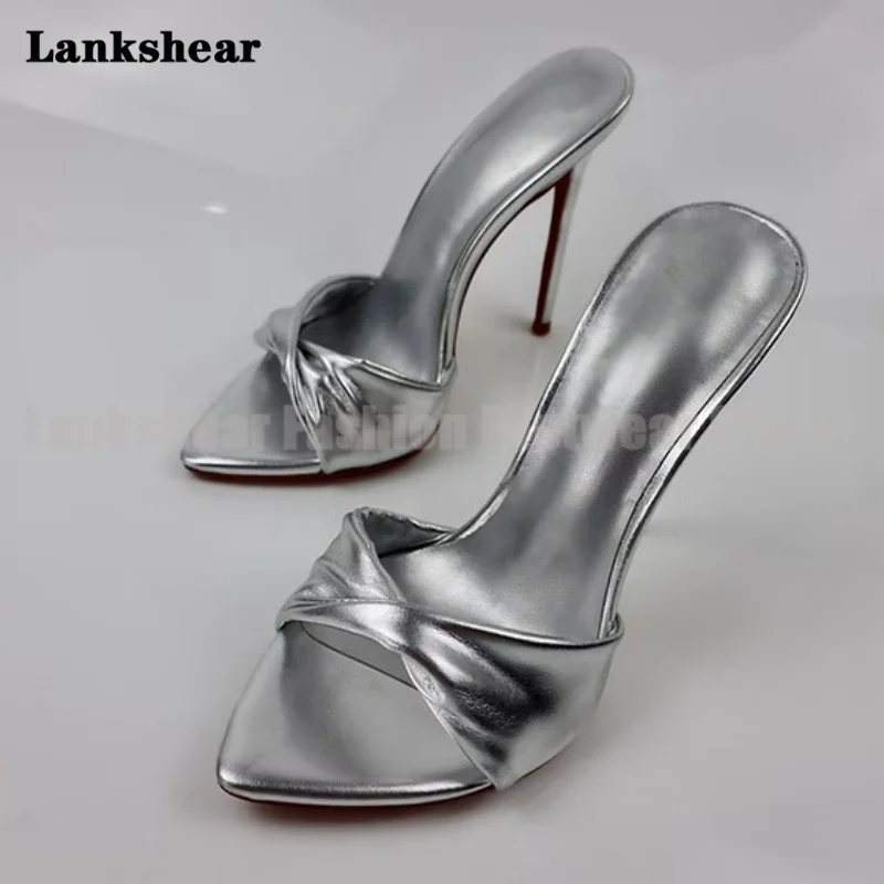 Twist-Knoop Open Teen Muilezels Slippers Sexy Puntschoen Hoge Hakken Vrouwen Schoenen Zomer Slippers Nieuw In Sandalias De mujer Verano