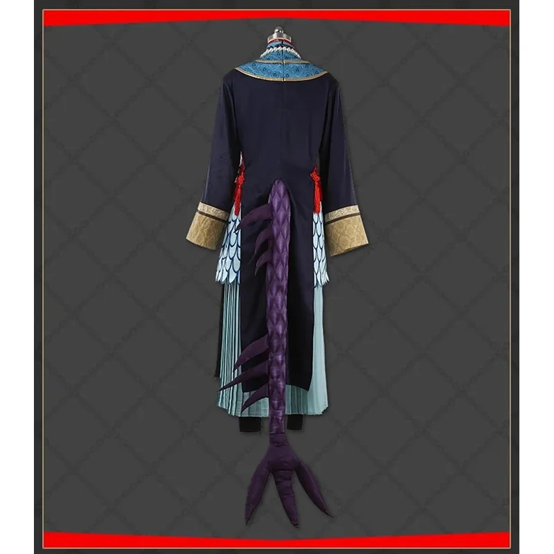 Malleus Draconia Cosplay Costume kimono jacket skirt Elastic pants Necklace beads Hat Dragon horn decoration Tail Halloween Chri