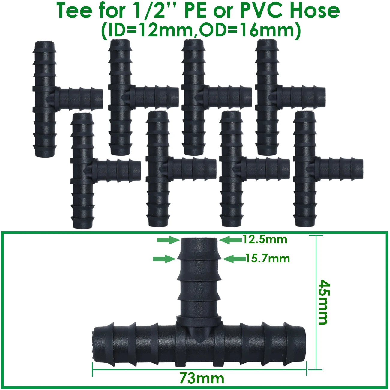 KESLA Drip Irrigation Watering 16mm Barbed Fittings Connectors Tee Elbow Coupling Cap Plug End Kit 1/2 Inch Tubing Hose Garden