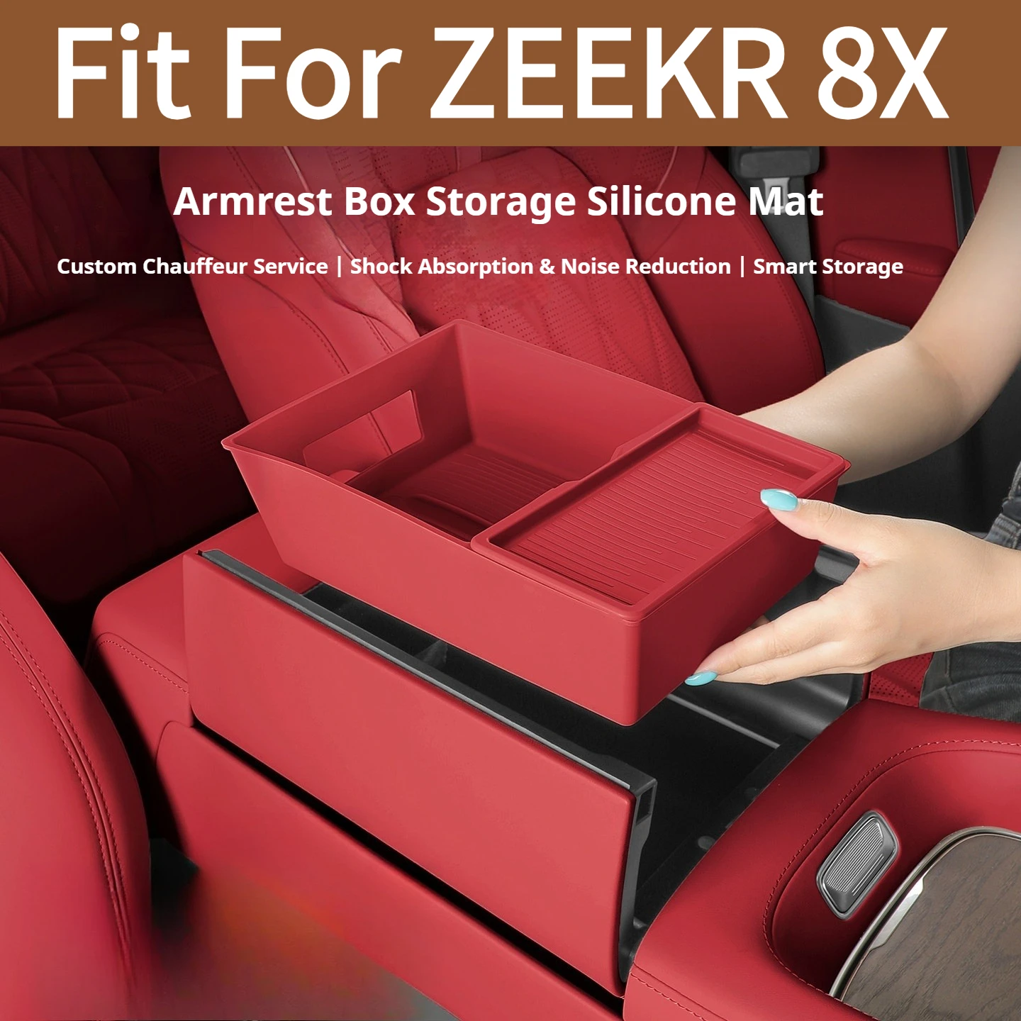Fit For ZEEKR 8X Armrest Storage Box Center Console Lower Silicone Organizer Tray Interior Decor Car Modification