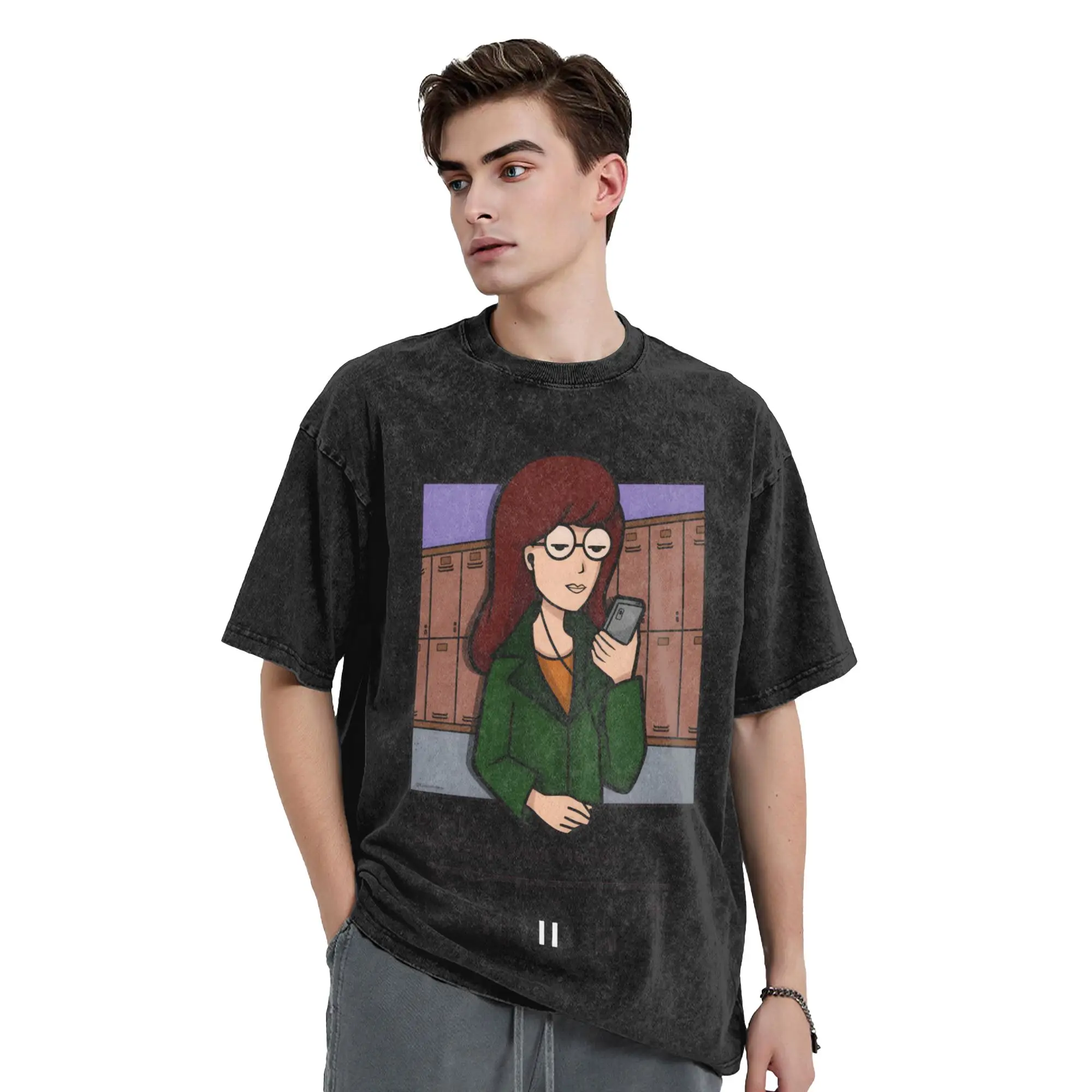 Darias Playlist T Shirt Hip Hop Washed Short Sleeve Oversize T-Shirt  Retro Men Women Tops Streetwear Printed Tee Shirt