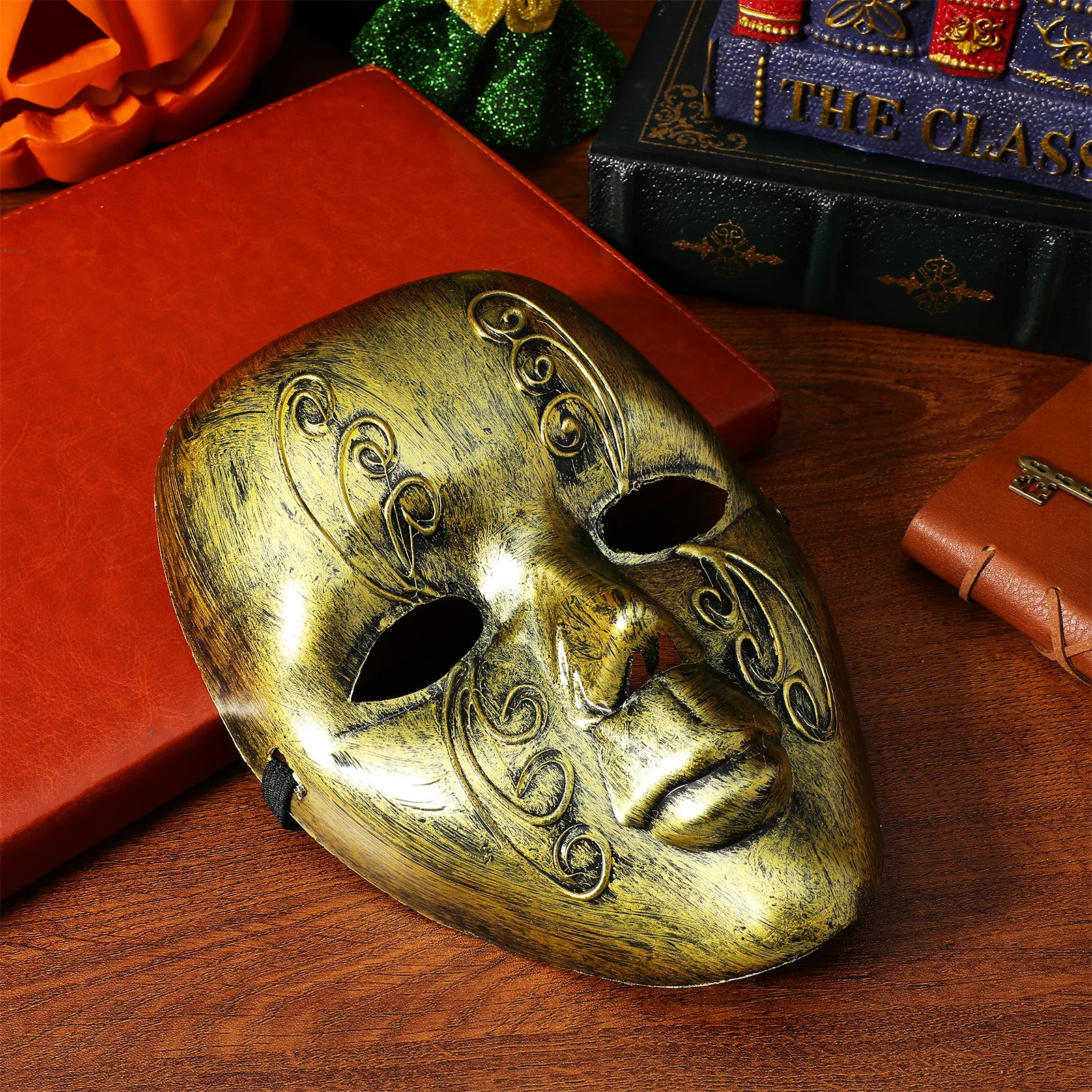 

Vintage Style Full Face Mask Durable Solid Plastic Unique for Masquerade Party Halloween Venetian Cosplay Mask